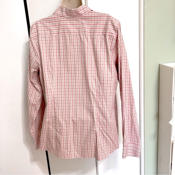 LANDS END Checkered Button Down Pink No Iron Shirt Blouse Womens Size 16 - Picture 4 of 14
